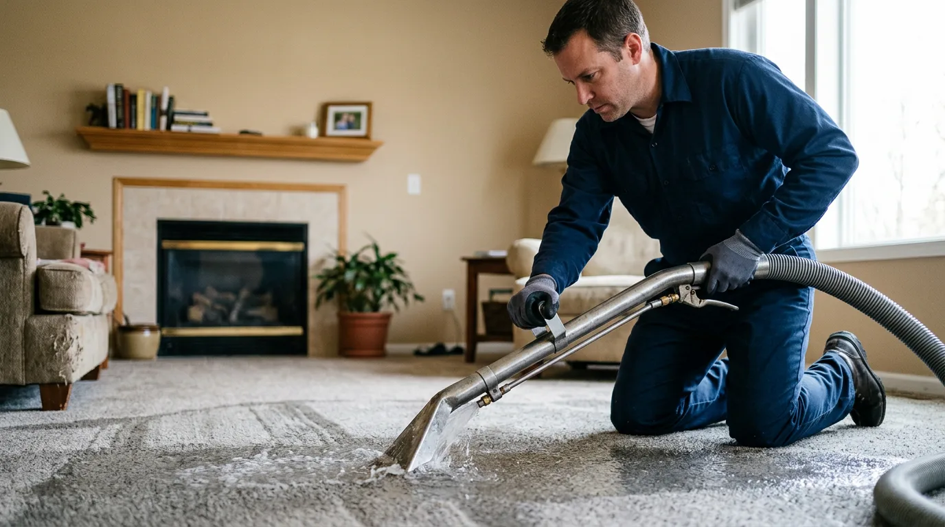 Water damage restoration technician working near Hamilton, AL